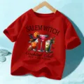 Camiseta de manga corta de Halloween para niños, top gráfico festivo para niños y niñas, fiesta. - 110cm / Rojo Lavado