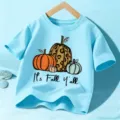 Παιδικό κοντομάνικο t-shirt με στάμπα κολοκύθας για φθινοπωρινή casual καθημερινή ένδυση. - Ble Vamvaki