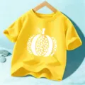Kids Halloween Pumpkin Short Sleeve T-Shirt Yellow Children Holiday Top Casual - Cotton Yellow
