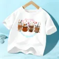 Kinder Halloween Kurzarm T-Shirt mit Herbst Kaffeetasse Motiv für Jungen und Mädchen. - 110cm / Baumwolle Weiß