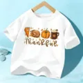 Camiseta infantil de Acción de Gracias, top blanco casual con bonito estampado otoñal. - 110cm / Blanco