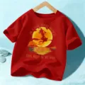Kids Halloween Witch Short Sleeve Red T-Shirt Boys Girls Holiday Graphic Casual Top Tee - 110cm / Red