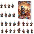 Calendario de adviento navideño 2026 con adornos colgantes de acrílico de perro salchicha para fiestas. - Colgante Plano de Acrílico 2D / Estilo Salchicha 004 (GJ450-004-26)