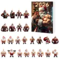 2026 Buff Santa Claus acrylic Christmas tree ornaments advent calendar blind box set. - 2D Flat Pendant / Muscle Man Style 1