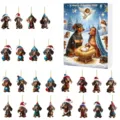 Christmas advent calendar box and cute dachshund acrylic hanging ornaments set for holiday. - Acrylic 2D Flat Pendant / Dachshund Style 007 (GJ450-007-26)
