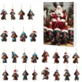 2026 Christmas advent calendar with cute dachshund acrylic hanging ornaments gift box. - Acrylic 2D Flat Pendant / Dachshund Style 008 (GJ450-008-26)