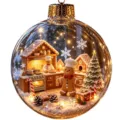 Christmas clear glass ball pendant with gingerbread micro landscape, festive tree hanging decor. - Christmas Crystal Ball GJ932-02 / Without Light