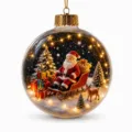 Christmas crystal ball hanging ornament with miniature Santa sleigh landscape for tree decor - Christmas Crystal Ball GJ932-03 / Without Light