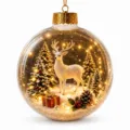Clear glass Christmas ball ornament with miniature winter deer landscape and LED lights. - Christmas Crystal Ball GJ932-04 / Without Light