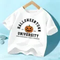 Kids Halloween Pumpkin Graphic Short Sleeve T-Shirt Casual Holiday Clothing Tops - 110cm / White Cotton