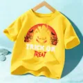Maglietta Halloween per bambini manica corta top giallo festa vacanza abbigliamento - Giallo Lavato