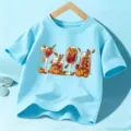 T-shirt manches courtes Halloween pour enfants, haut graphique cocktail citrouille automne. - Coton Bleu