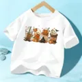Kids Halloween white short-sleeve T-shirt featuring cute pumpkin and ghost graphic print. - 110cm / White