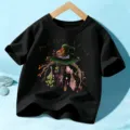 T-shirt noir manches courtes Halloween pour enfants chapeau de sorcière haut de fête garçons - 110cm / Style Coton Noir
