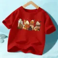 Kids Red Halloween Short Sleeve T-Shirt Cute Pumpkin Ghost Print Cotton Tee Top Outfit - 110cm / Red