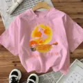 Roze Halloween grafisch t-shirt met korte mouwen en heks- en maanprint voor dames casual kleding - S / Tops / Roze