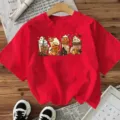 Halloween dames grafisch korte mouw T-shirt rood topje griezelige feestdag mode kleding casual - S / Rood