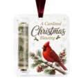 Adorno de acrílico transparente para dinero de Navidad con cinta roja, diseño de cardenal. - GJ926-01 Cardenal Rojo