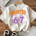 Witte Halloween spook print korte mouw t-shirt casual feestelijke top voor vrouwen. - S / Tops / Witte Katoen