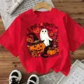 Rood Halloween korte mouw t-shirt, casual ronde hals vakantie grafische t-shirt voor dames. - S / Katoen Rood