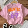 Roze Halloween korte mouw T-shirt met geest grafische variant voor dames casual festival top - S / Tops / Roze Katoen