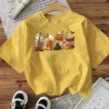 Halloween Women Short Sleeve T-Shirt Casual Loose Cute Ghost Pumpkin Graphic Top Tee - Yellow