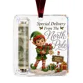 Adorno de soporte de dinero de acrílico de Navidad, decoración colgante de efectivo claro. - GJ926-03 Elfo de Navidad