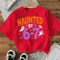 Halloween rood korte mouw t-shirt casual griezelig spook grafische top voor vrouwen - S / Tops / Gewassen Rood