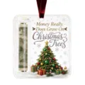 Decorazione natalizia in acrilico porta soldi con tasca banconote e stampa albero di Natale. - GJ926-07 Soldi dell'Albero di Natale