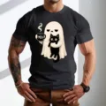 Andriko kontomaniko mplouzaki Halloween me stampa fantasma gatas casual top gia andres - Στυλ 9098 / S