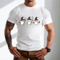 Halloween Ανδρικό T-Shirt Κοντομάνικο με Χαριτωμένο Φάντασμα Λευκό Καθημερινό Τοπ - 9080 / S