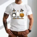 Λευκό κοντομάνικο ανδρικό t-shirt με τύπωμα αστείας πάπιας για το Halloween καλοκαίρι - Στυλ 9089 / S
