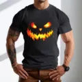 Halloween Ανδρικό T-Shirt Κοντομάνικο με Σχέδιο Τρομακτική Κολοκύθα Μαύρο Top Καθημερινό - S / Tops / Μαύρο