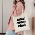 Sac cabas en toile décontracté avec impression de lettres noires pour les cours. - Imprimé lettres / 35x40cm