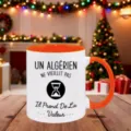 Personalized French text hourglass coffee mug white and orange ceramic holiday gift cup - 350ml / Orange