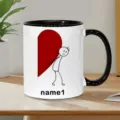 Tazza cuore omino stilizzato personalizzata regalo coppia ceramica tazza da caffè. - Bordo Nero (Maschio)