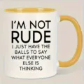 Funny novelty ceramic mug with quote, yellow handle white coffee cup, funny gift idea. - 350ml / Yellow