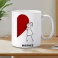 Tazza da caffe in ceramica personalizzata cuore coppia per regalo San Valentino. - Bianco (Donne)