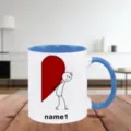 Tazza da caffè in ceramica personalizzata con cuore e omino stecchino per coppie regali. - Blu (Uomo)