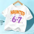 Kids Halloween Cute Haunted Short Sleeve T-Shirt White Casual Children Holiday Tops - 110cm / White Cotton