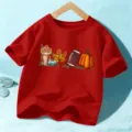 Kids Autumn Halloween Red Short Sleeve T-Shirt Featuring Pumpkin Football Graphic Top! - 110cm / Washed Red