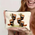 Cute red panda print canvas zipper makeup pouch, perfect travel toiletry bag and gift. - Style 10