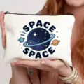 Canvas cosmetisch tasje met ruimteprint, handige ritszak voor reizen en dagelijks gebruik. - Ruimte Planeet