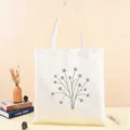 Μινιμαλιστική τσάντα shopper από καμβά με τύπωμα για γυναίκες καθημερινή χρήση και σχολείο. - Βοτανικό Γραμμικό Τύπωμα