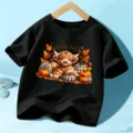 Camiseta negra de manga corta para niños con lindo gráfico de vaca y calabaza. - 110cm / Negro