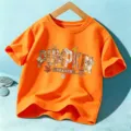 Kinder Halloween orange T-Shirt Kurzarm mit Kürbis Saison Grafik Print Top für Jungen und Mädchen - Baumwolle Orange