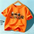 Camiseta Halloween otoño niños, top naranja con estampado calabaza café para niños y niñas. - Algodón Naranja