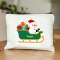 Trousse de maquillage personnalisée bonhomme de neige de Noël, pochette cadeau idéale. - Style 19