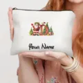 Nahaufnahme Detail der personalisierten Weihnachtstasche mit Weihnachtsmann und Buchstaben. - Buchstabe D Stil