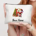 Detailansicht einer personalisierten Weihnachtskosmetiktasche mit Weihnachtsmann. - Buchstabe H Stil
